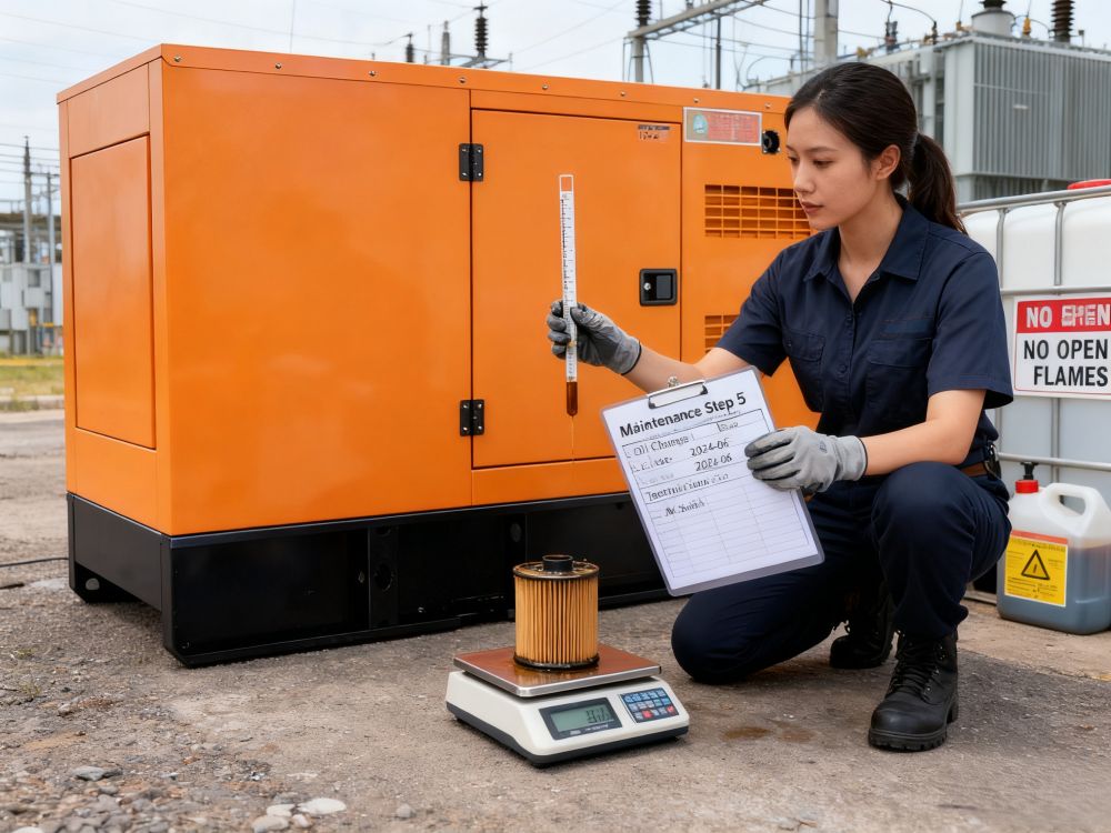 How often should you change the oil in a diesel generator?